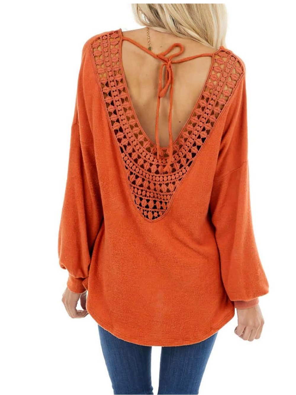 Lovely Melody crotchet back long sleeve top size xl